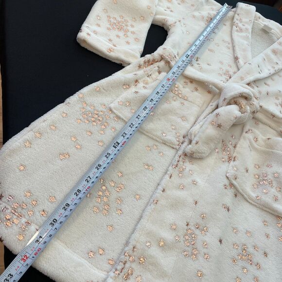 ~ Crewcuts Med Fleece Robe Kids Rose Gold Stars Cream Ivory Girl's Copper J.Crew - Picture 9 of 16